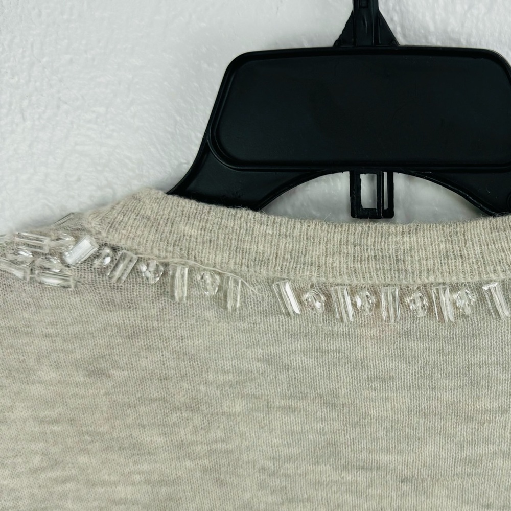 Rebecca Taylor Y2K Cashmere Bejeweled Baby Doll Pelum Grey Single Hook Cardigan - Picture 7 of 8